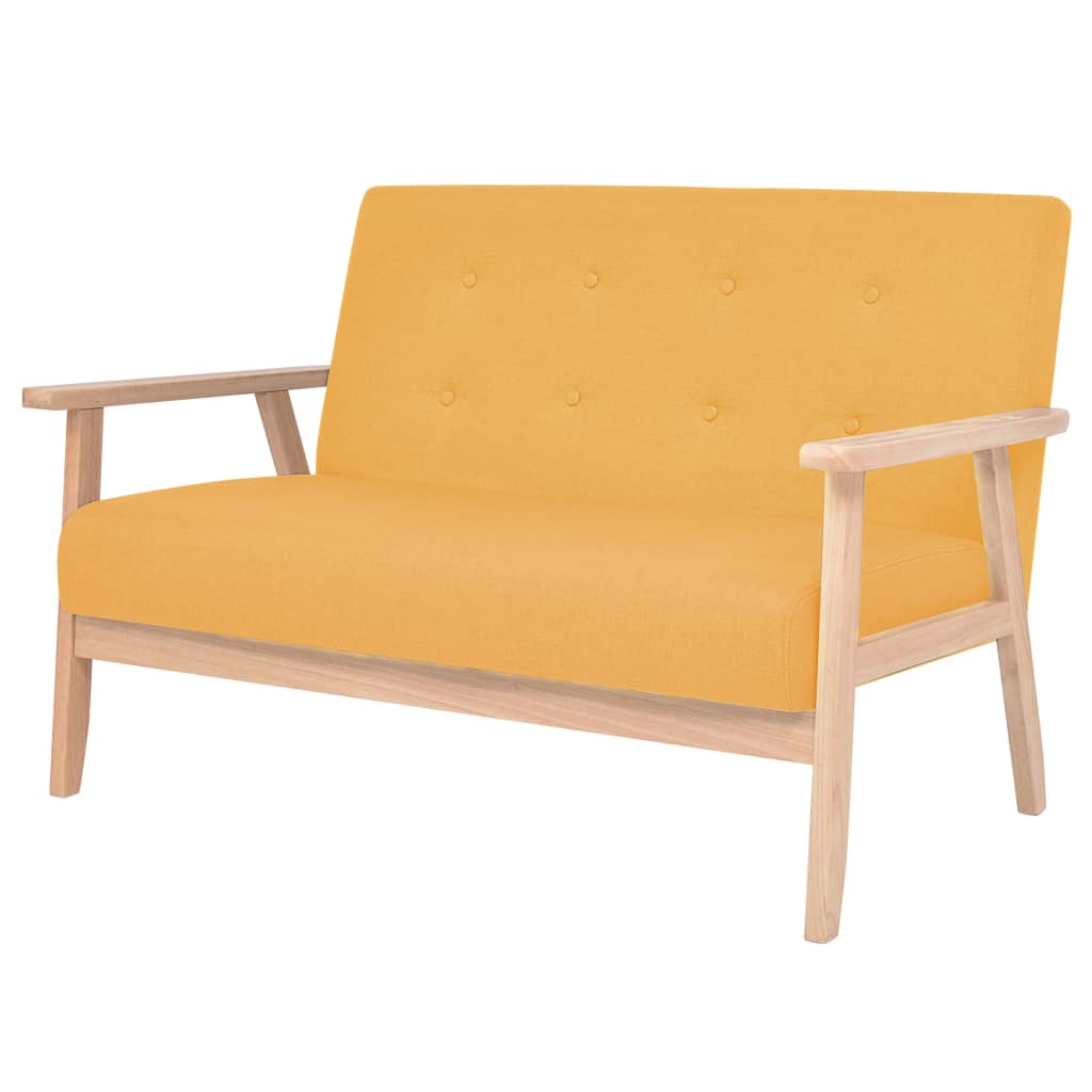 Sofa Set 2 Pieces Fabric Yellow
