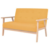Sofa Set 2 Pieces Fabric Yellow