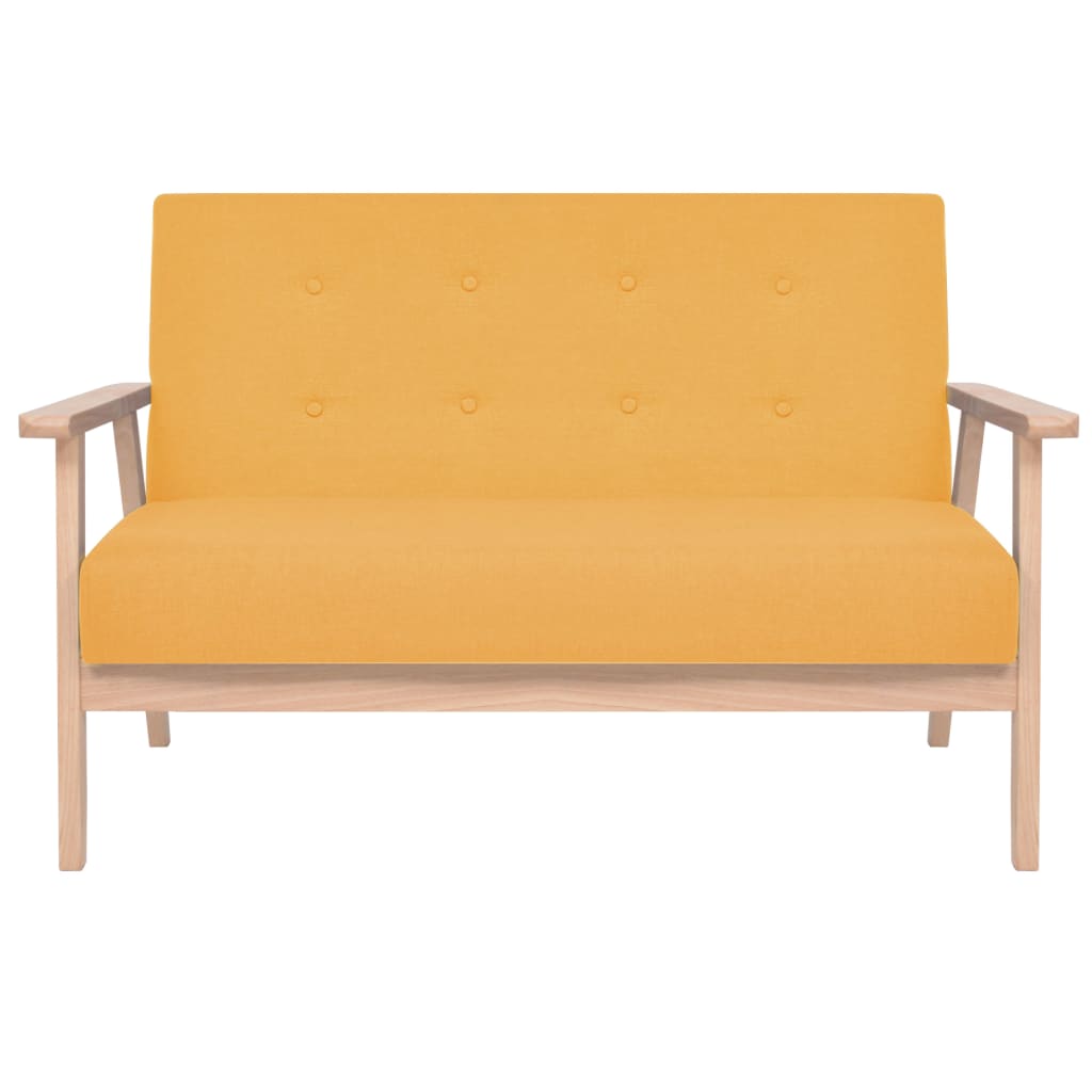 Sofa Set 2 Pieces Fabric Yellow