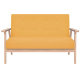 Sofa Set 2 Pieces Fabric Yellow