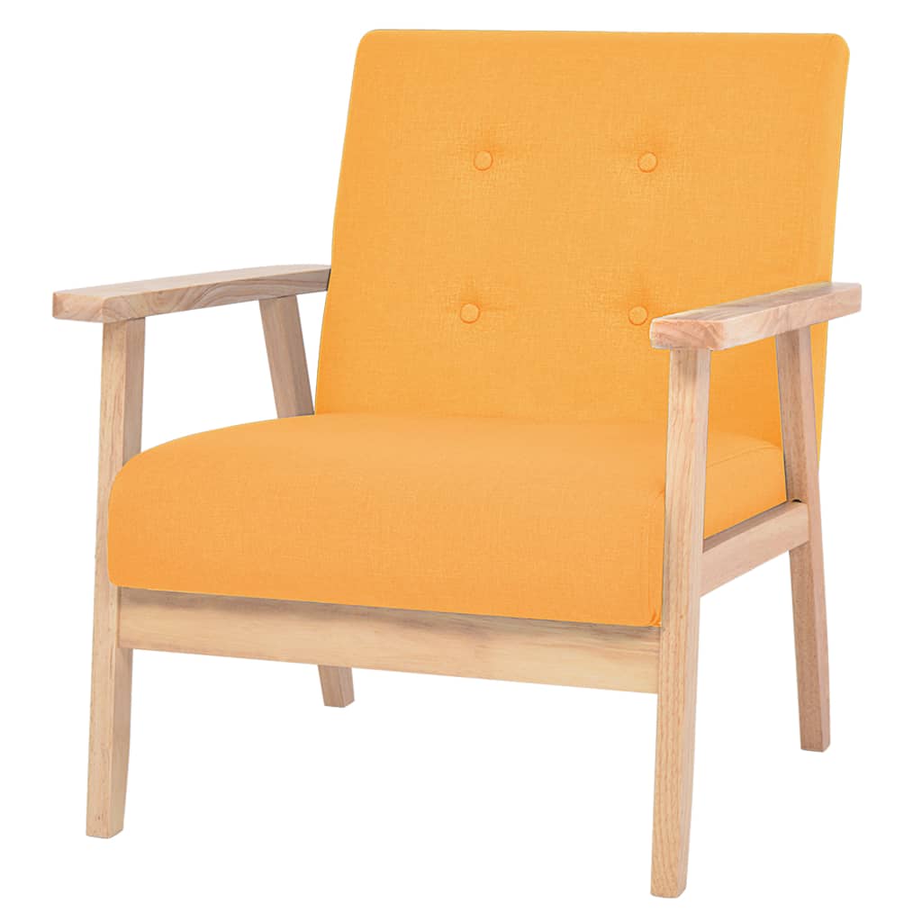 Sofa Set 2 Pieces Fabric Yellow