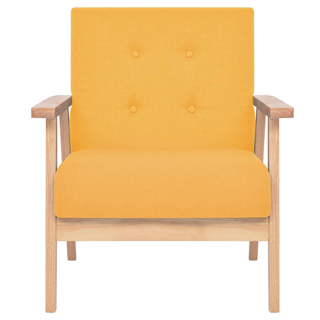 Sofa Set 2 Pieces Fabric Yellow