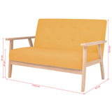 Sofa Set 2 Pieces Fabric Yellow