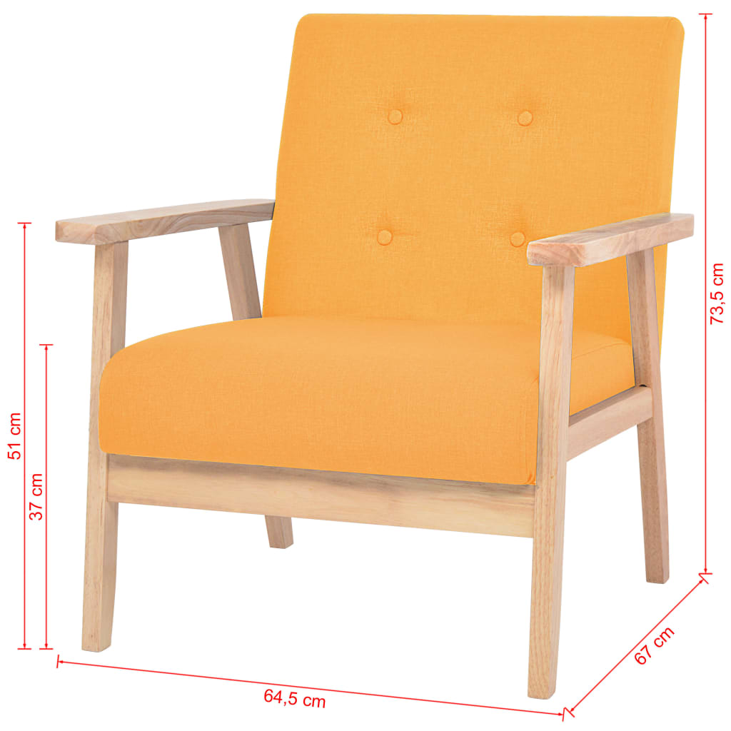 Sofa Set 2 Pieces Fabric Yellow
