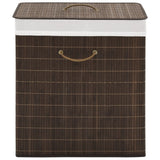 Bamboo Laundry Bin Rectangular Dark Brown