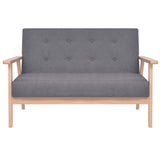 Sofa Set 2 Pieces Fabric Dark Grey - Side View