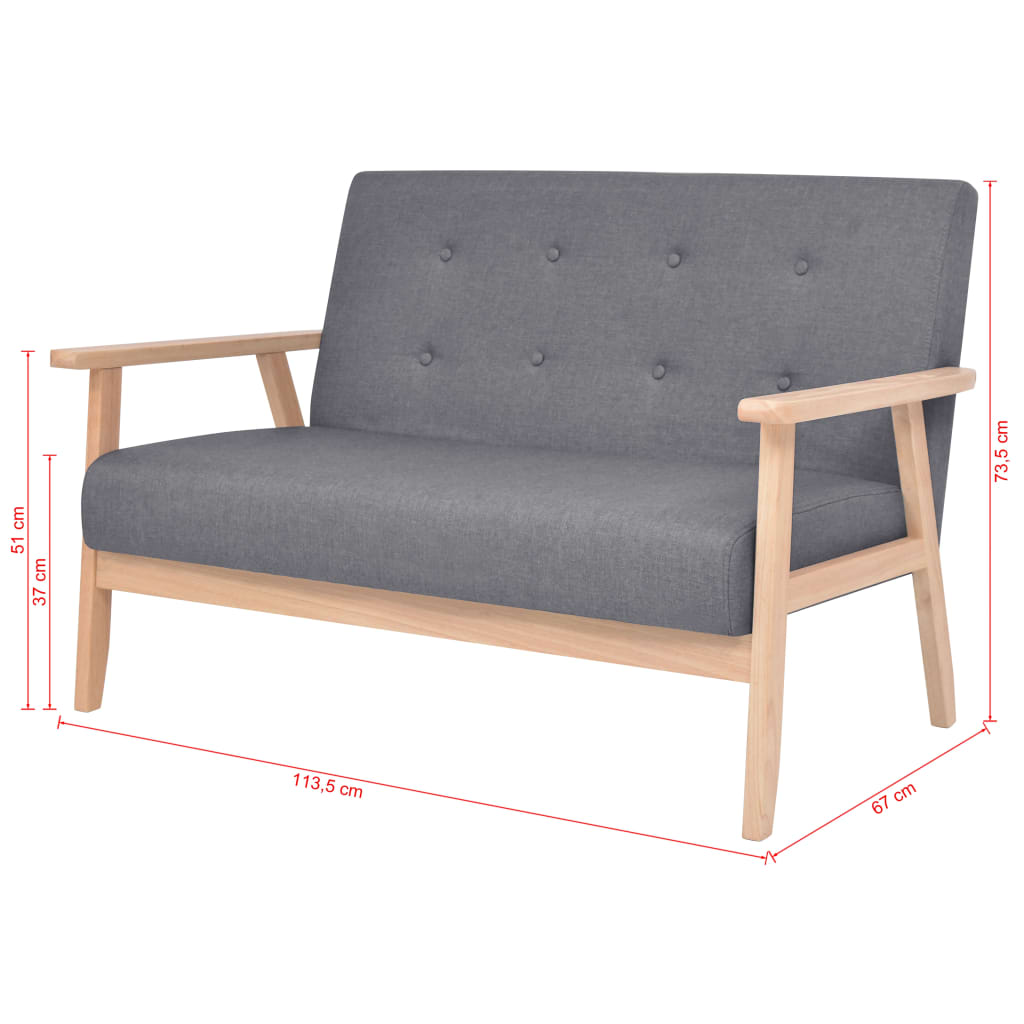 Sofa Set 2 Pieces Fabric Dark Grey