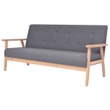 Sofa Set 2 Pieces Fabric Dark Grey - Front View