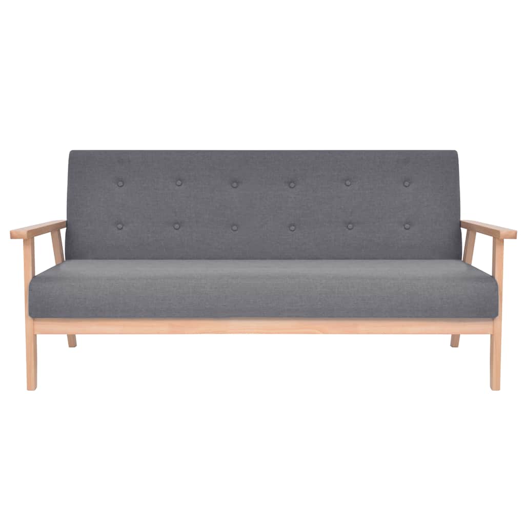 Sofa Set 3 Pieces Fabric Dark Grey