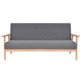 Sofa Set 3 Pieces Fabric Dark Grey - Side View
