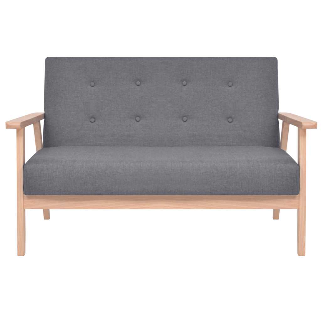 Sofa Set 3 Pieces Fabric Dark Grey