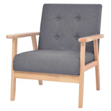 Sofa Set 3 Pieces Fabric Dark Grey - Rear View