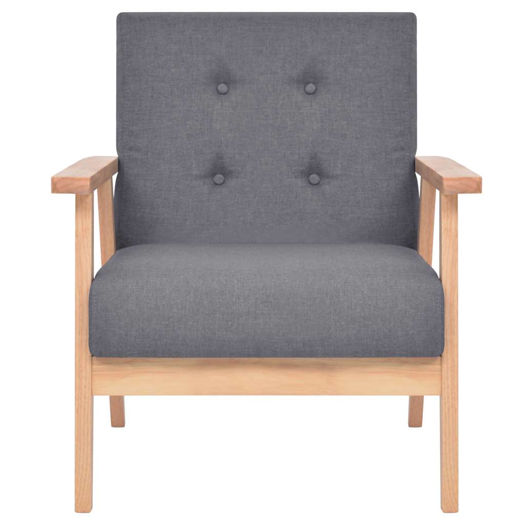 Sofa Set 3 Pieces Fabric Dark Grey