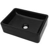 Basin Ceramic Rectangular Black 41x30x12 cm - Front View