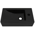 Basin with Faucet Hole Rectangular Ceramic Black 46x25.5x12 cm