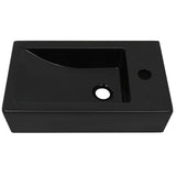 Basin with Faucet Hole Rectangular Ceramic Black 46x25.5x12 cm - Side View