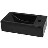Basin with Faucet Hole Rectangular Ceramic Black 46x25.5x12 cm - Top-Down View