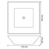 Basin Ceramic Square Black 41.5x41.5x12 cm - Rear View