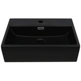 Basin with Faucet Hole Ceramic Black 51.5x38.5x15 cm