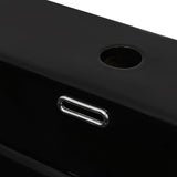 Basin with Faucet Hole Ceramic Black 51.5x38.5x15 cm - Top-Down View