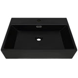 Basin with Faucet Hole Ceramic Black 60.5x42.5x14.5 cm - Side View