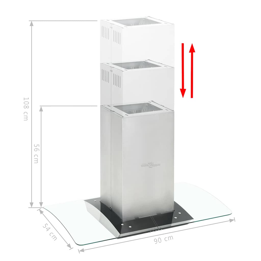 Island Range Hood 90 cm Stainless Steel 756 m³/h LED