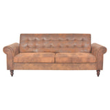 Convertible 2-Seater Sofa with Armrests Artificial Suede Brown