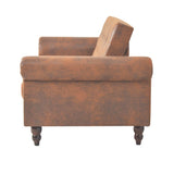 Convertible 2-Seater Sofa with Armrests Artificial Suede Brown - Side View