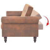 Convertible 2-Seater Sofa with Armrests Artificial Suede Brown - Top-Down View