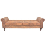 Convertible 2-Seater Sofa with Armrests Artificial Suede Brown - 45-Degree Angle