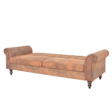 Convertible 2-Seater Sofa with Armrests Artificial Suede Brown - Rear View