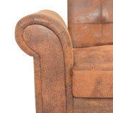 Convertible 2-Seater Sofa with Armrests Artificial Suede Brown - Close-Up Angle