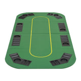 8-Player Folding Poker Tabletop 4 Fold Rectangular Green - Top-Down View