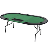 9-Player Folding Poker Table 3 Fold Oval Green - Front View