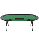 9-Player Folding Poker Table 3 Fold Oval Green - Side View