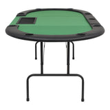 9-Player Folding Poker Table 3 Fold Oval Green - Top-Down View