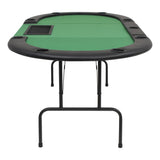 9-Player Folding Poker Table 3 Fold Oval Green - Top-Down View