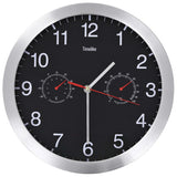 Wall Clock with Quartz Movement Hygrometer and Thermometer 30 cm Black - Front View