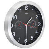 Wall Clock with Quartz Movement Hygrometer and Thermometer 30 cm Black - Side View