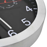Wall Clock with Quartz Movement Hygrometer and Thermometer 30 cm Black - 45-Degree Angle