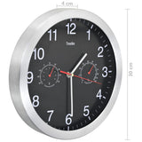 Wall Clock with Quartz Movement Hygrometer and Thermometer 30 cm Black - Rear View