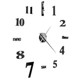3D Wall Clock Modern Design 100 cm XXL Black - Top-Down View