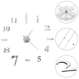 3D Wall Clock Modern Design 100 cm XXL Silver - Front View