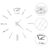 3D Wall Clock Modern Design 100 cm XXL Silver - Front View