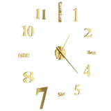 3D Wall Clock Modern Design 100 cm XXL Gold