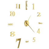 3D Wall Clock Modern Design 100 cm XXL Gold - Top-Down View