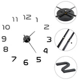 3D Wall Clock Modern Design 100 cm XXL Black - Front View