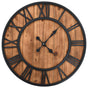 Vintage Wall Clock with Quartz Movement Wood and Metal 60 cm XXL