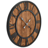 Vintage Wall Clock with Quartz Movement Wood and Metal 60 cm XXL - Side View