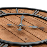 Vintage Wall Clock with Quartz Movement Wood and Metal 60 cm XXL - Top-Down View